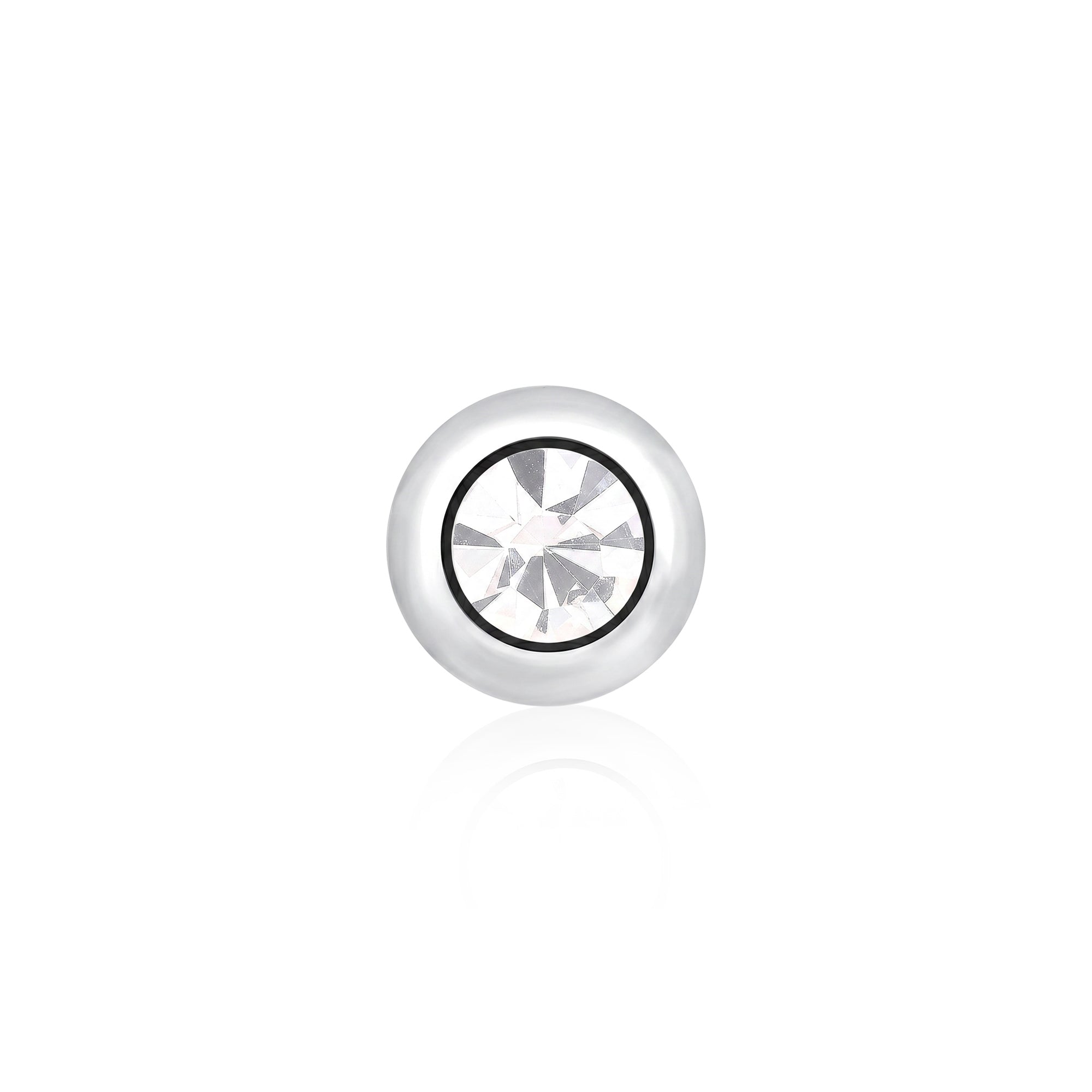 Bezel Round Zircon Silver Stud Earring