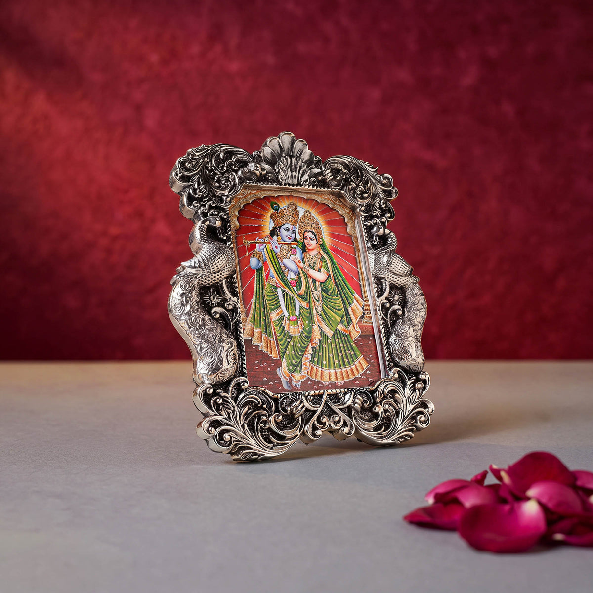 999 Silver Plated Radha Krishna Frame