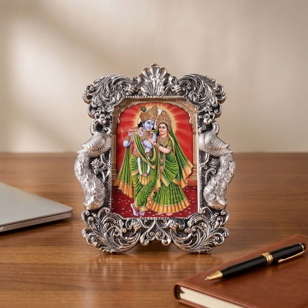 999 Silver Plated Radha Krishna Frame