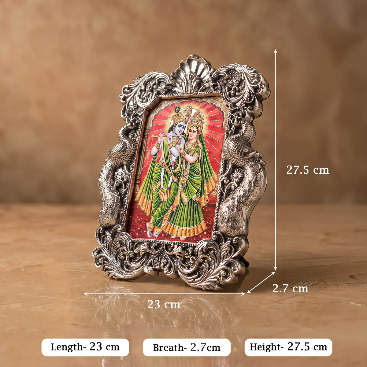 999 Silver Plated Radha Krishna Frame