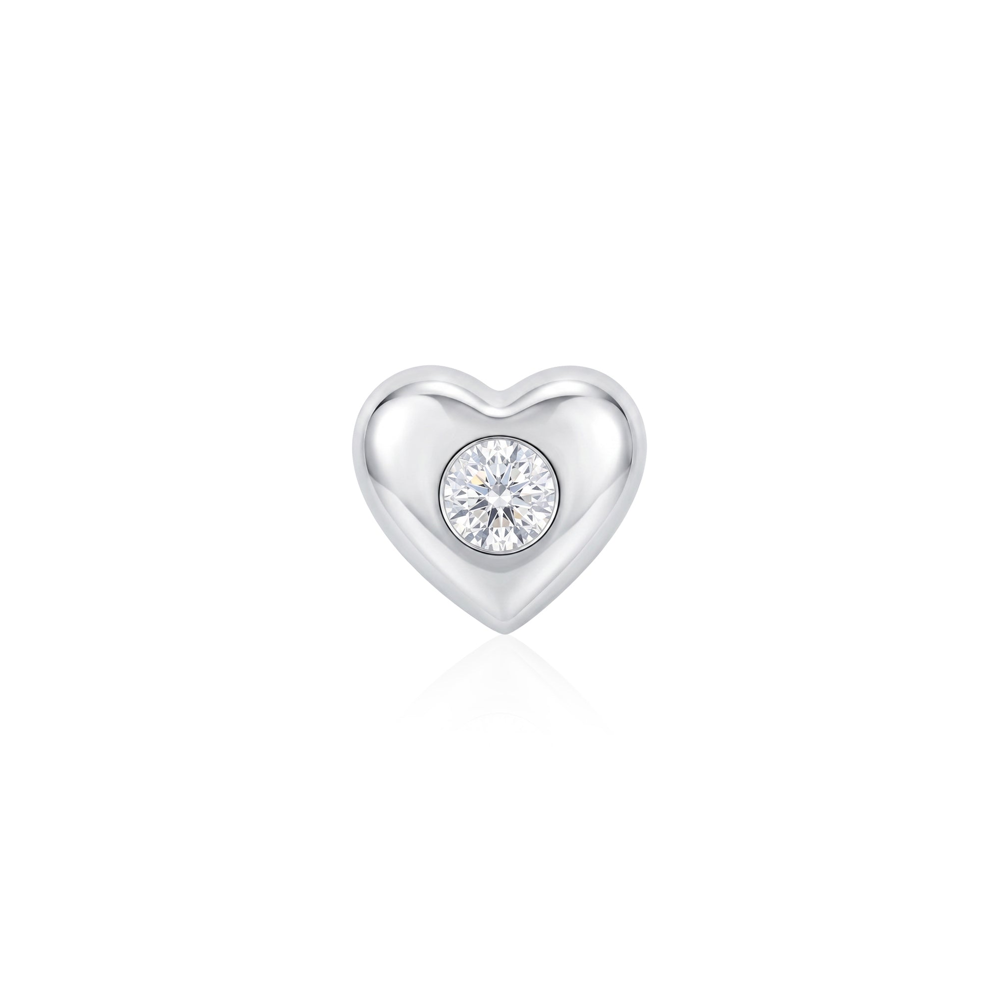 Bezel Heart Zircon Silver Stud Earring