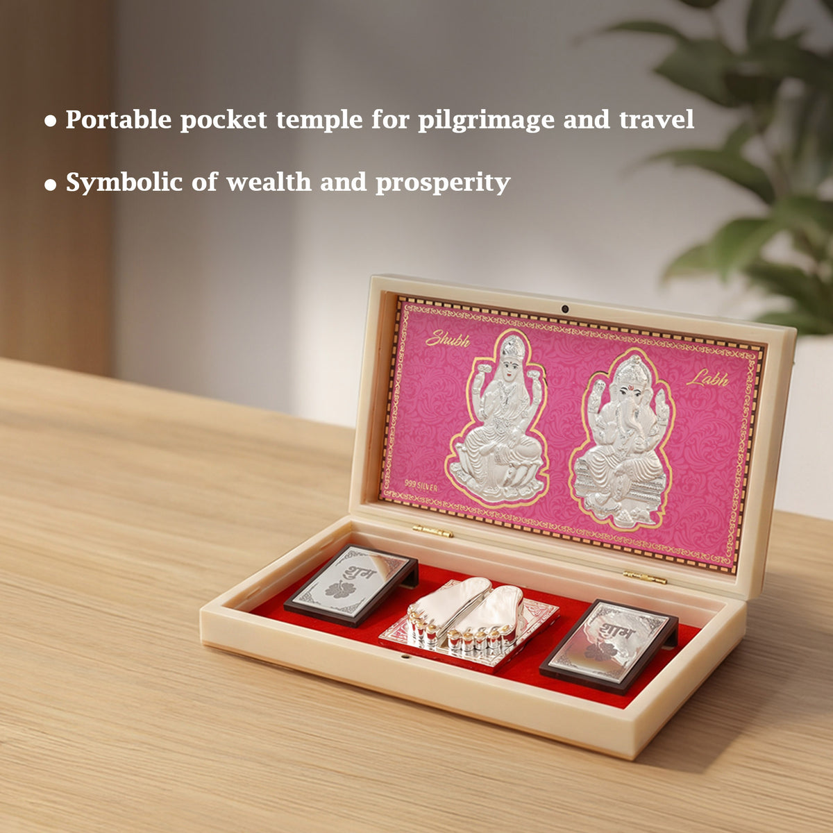 999 Silver Lakshmi Ganesh Paduka Box