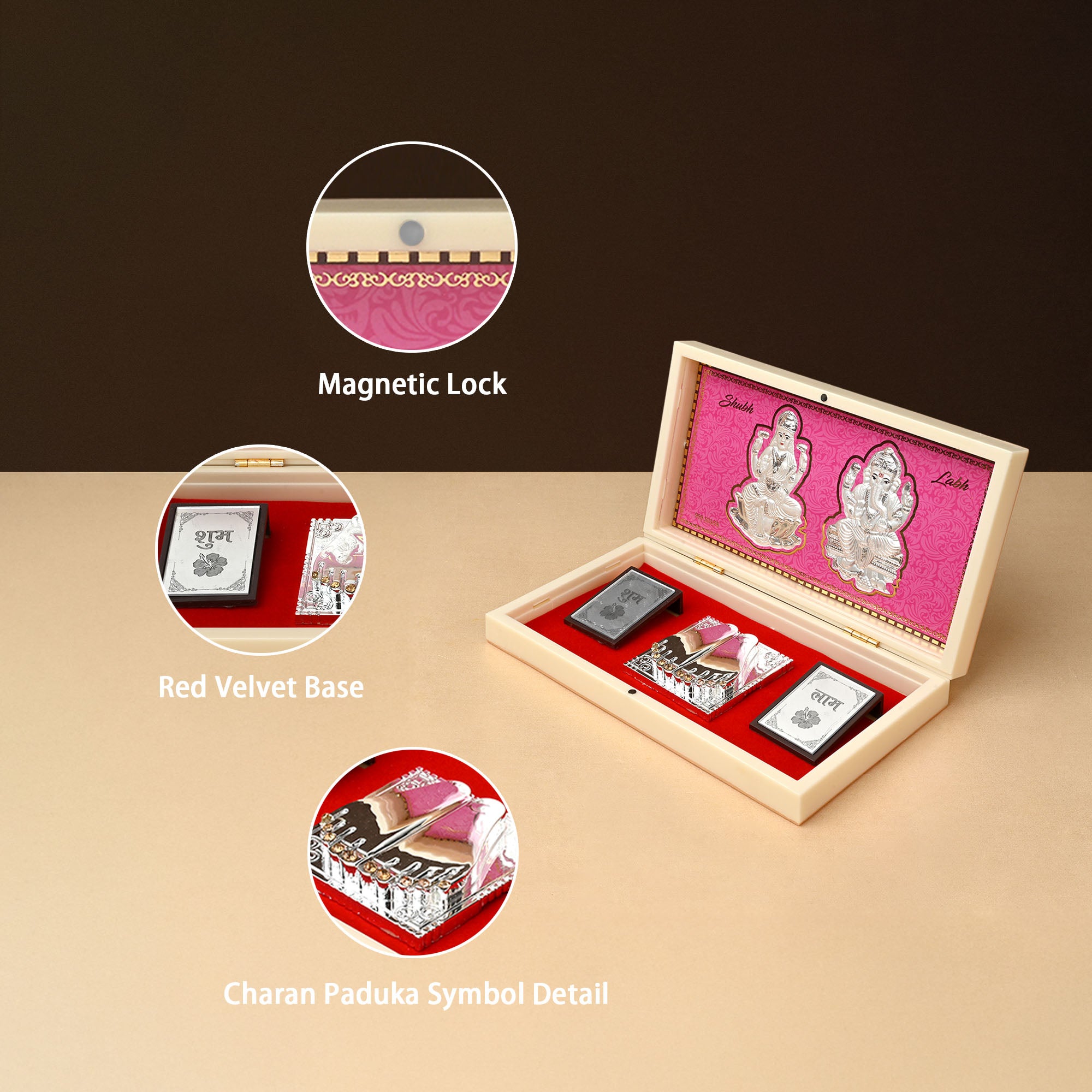999 Silver Lakshmi Ganesh Paduka Box