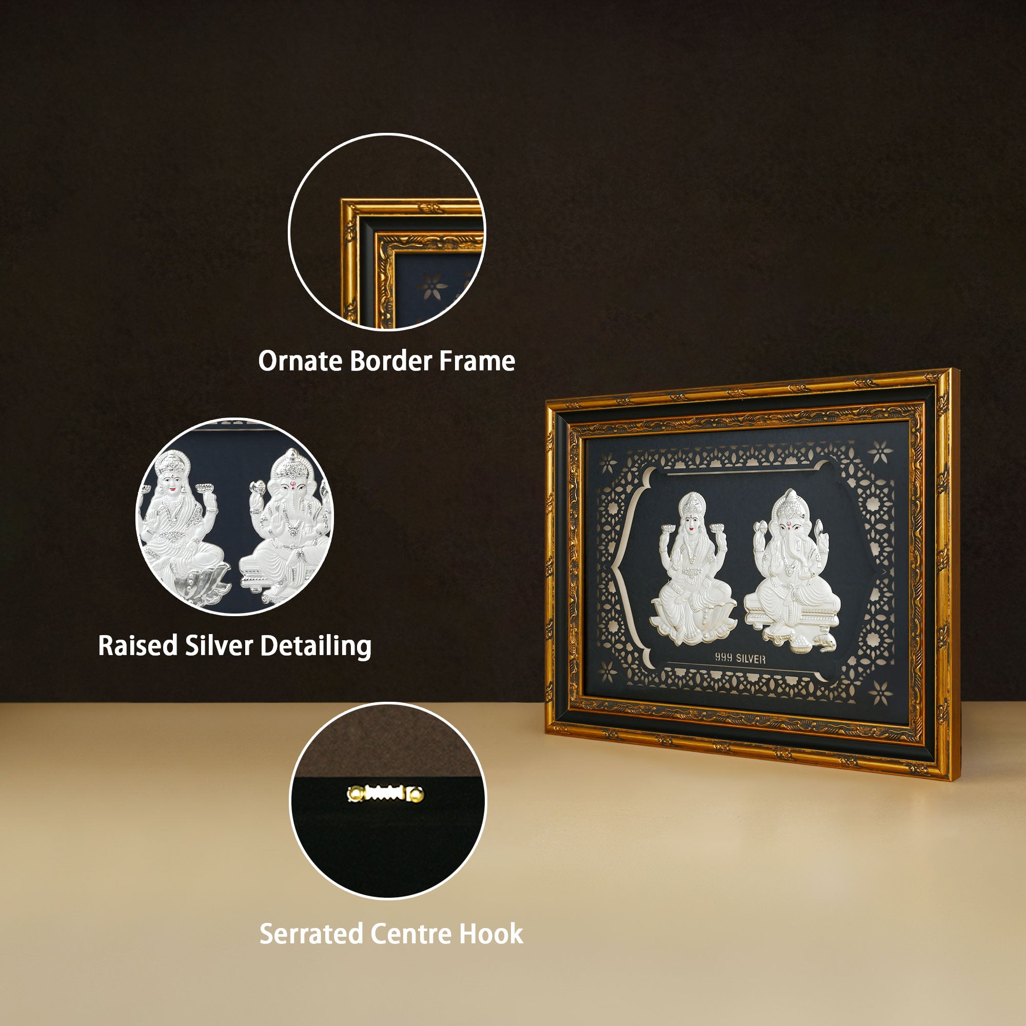 999 Silver Lakshmi Ganesh Frame