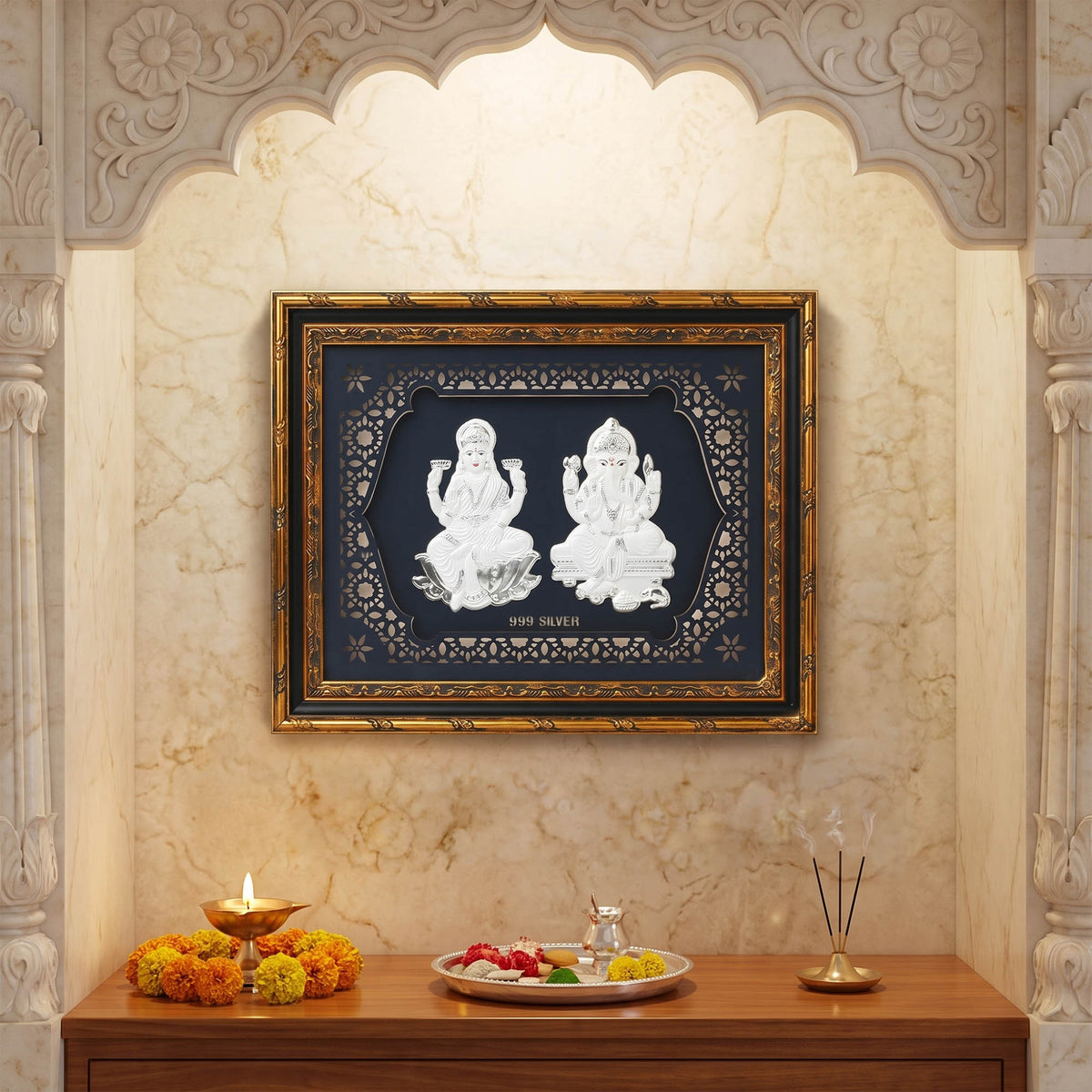 999 Silver Lakshmi Ganesh Frame