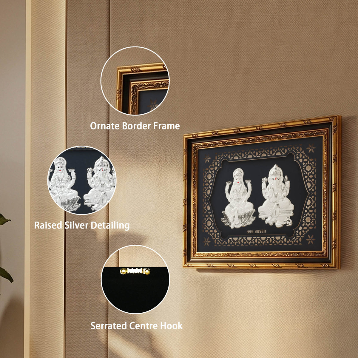 999 Silver Lakshmi Ganesh Frame