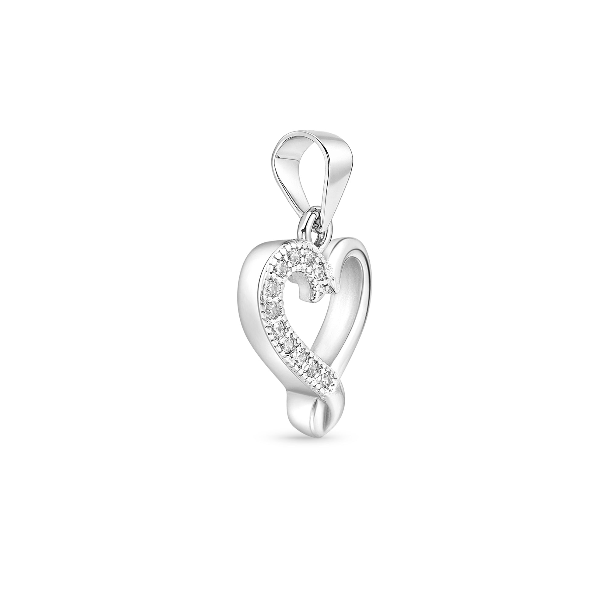 Pavé Loop Heart Silver Pendant