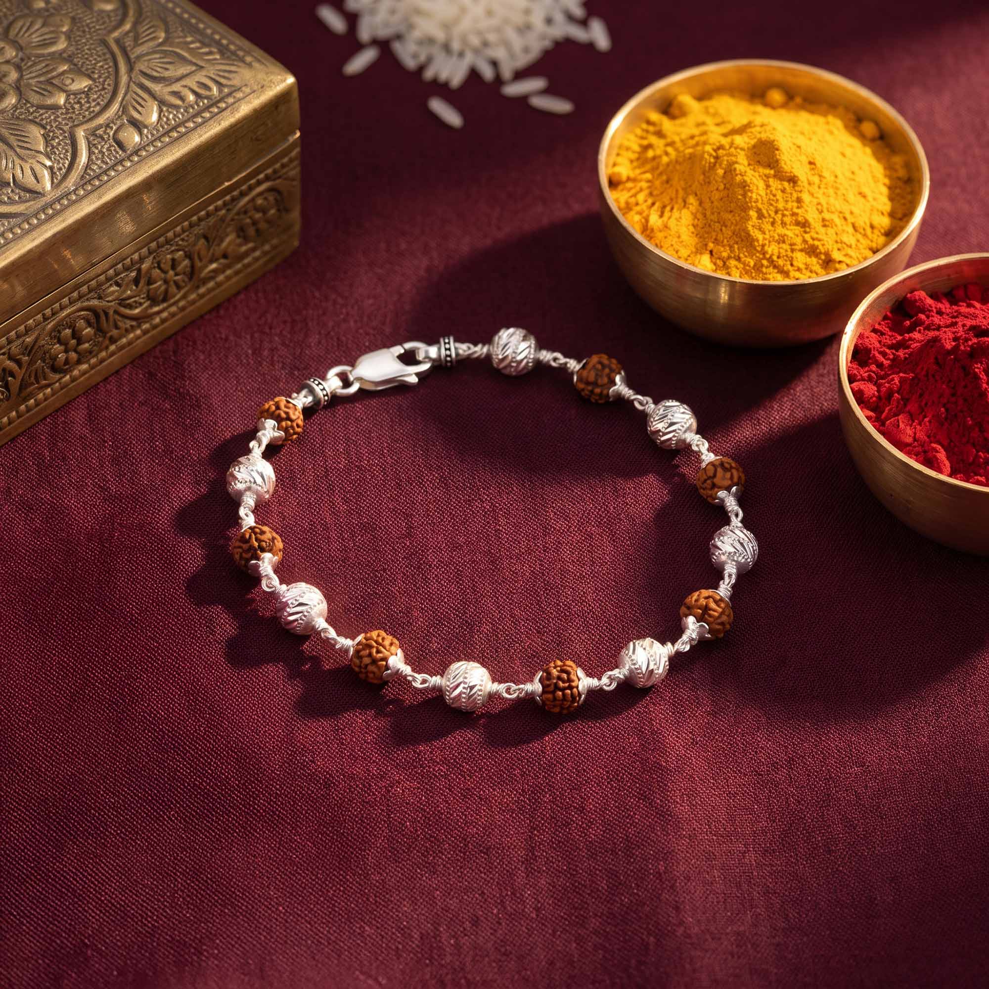Chandi Rudraksha Bead Rakhi