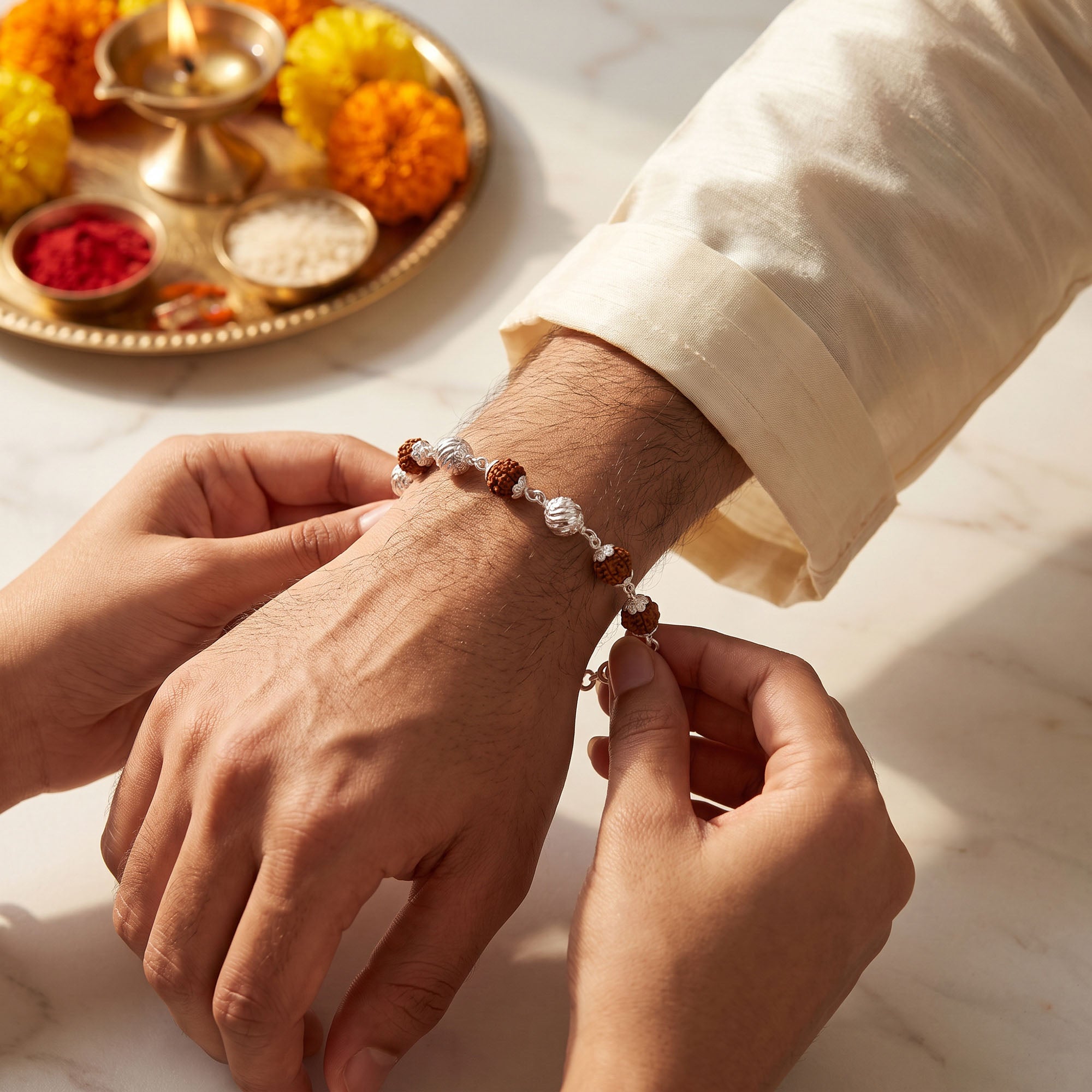 Chandi Rudraksha Bead Rakhi