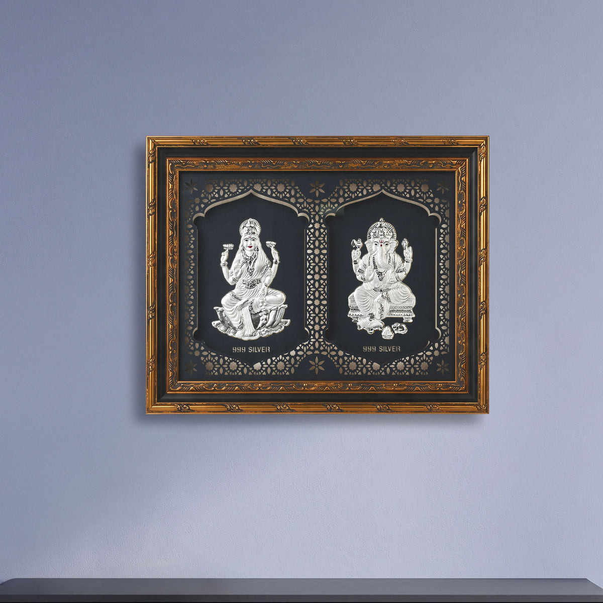 999 Silver Lakshmi Ganesh Wall Frame