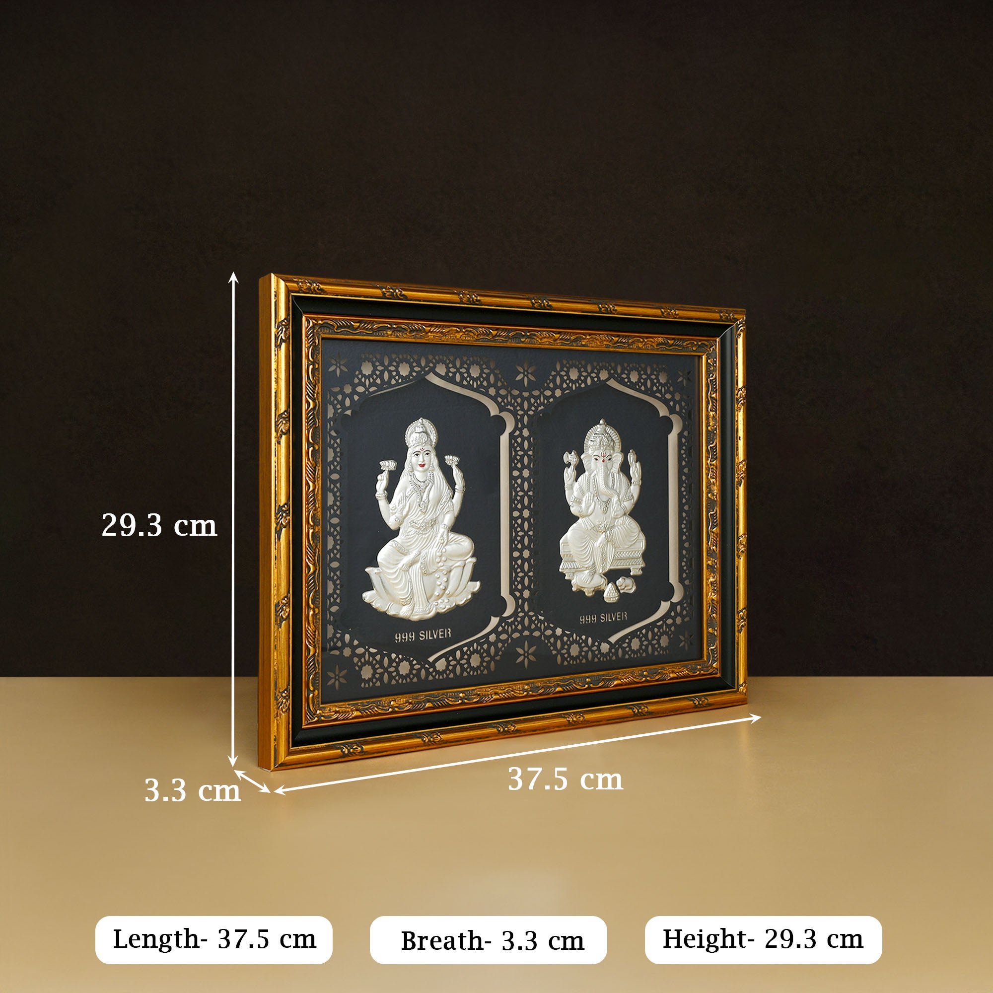 999 Silver Lakshmi Ganesh Wall Frame
