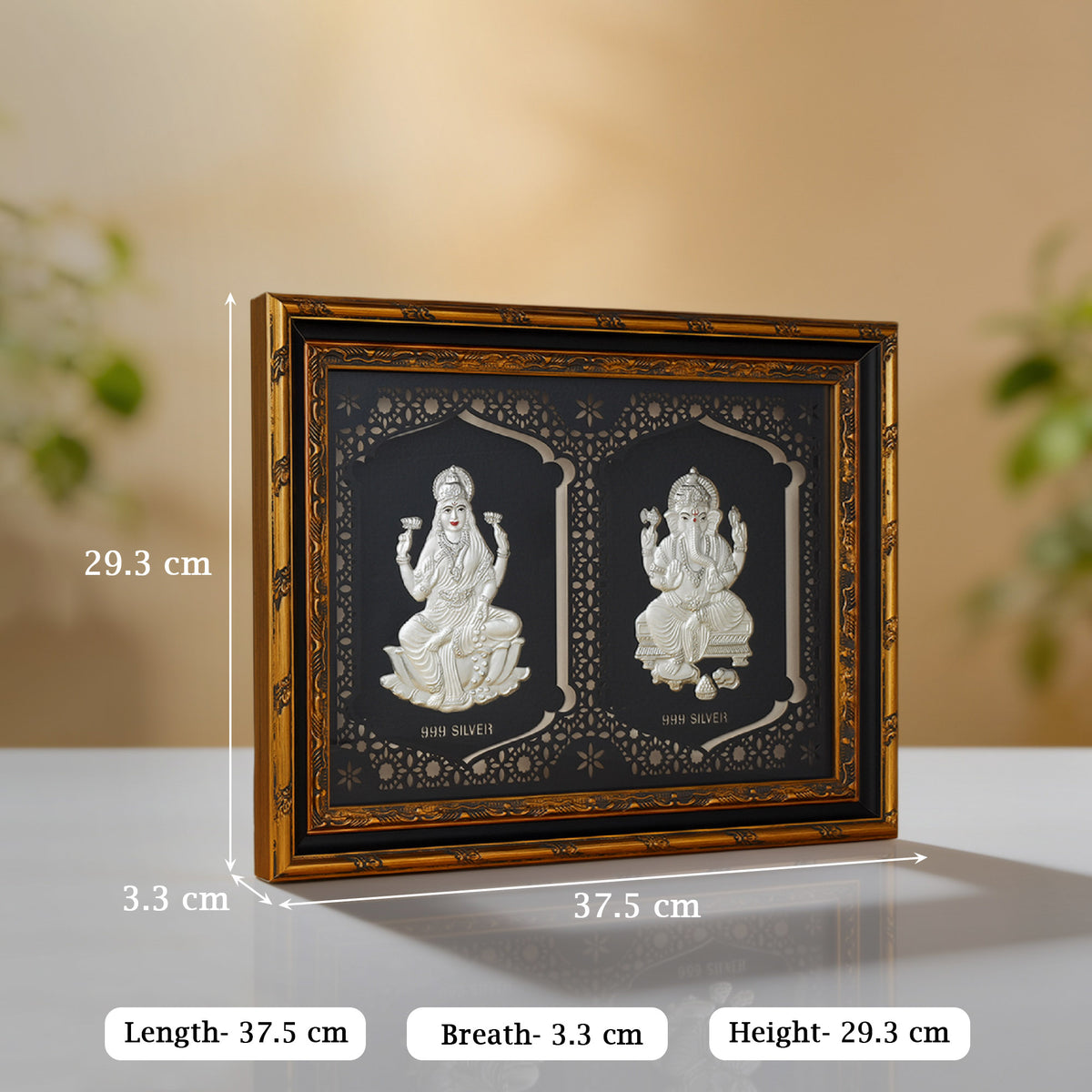 999 Silver Lakshmi Ganesh Wall Frame