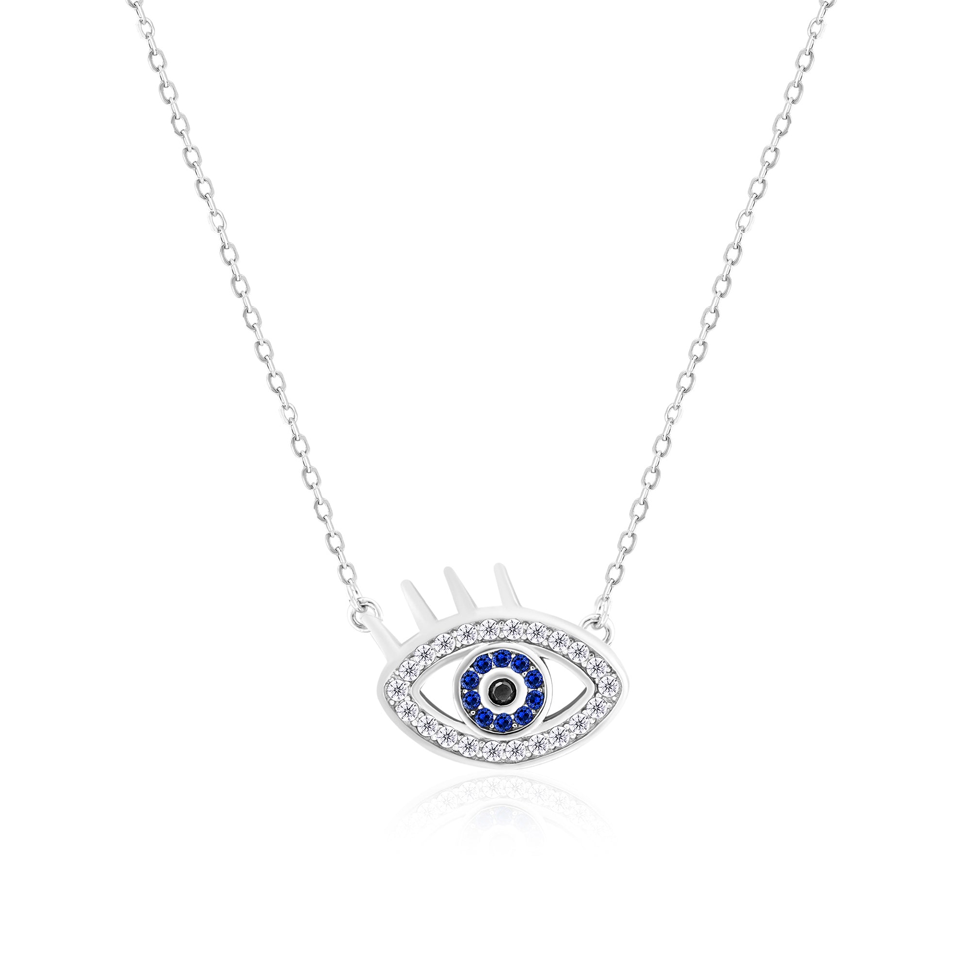 CZ Silver Evil Eye Necklace – Touch925