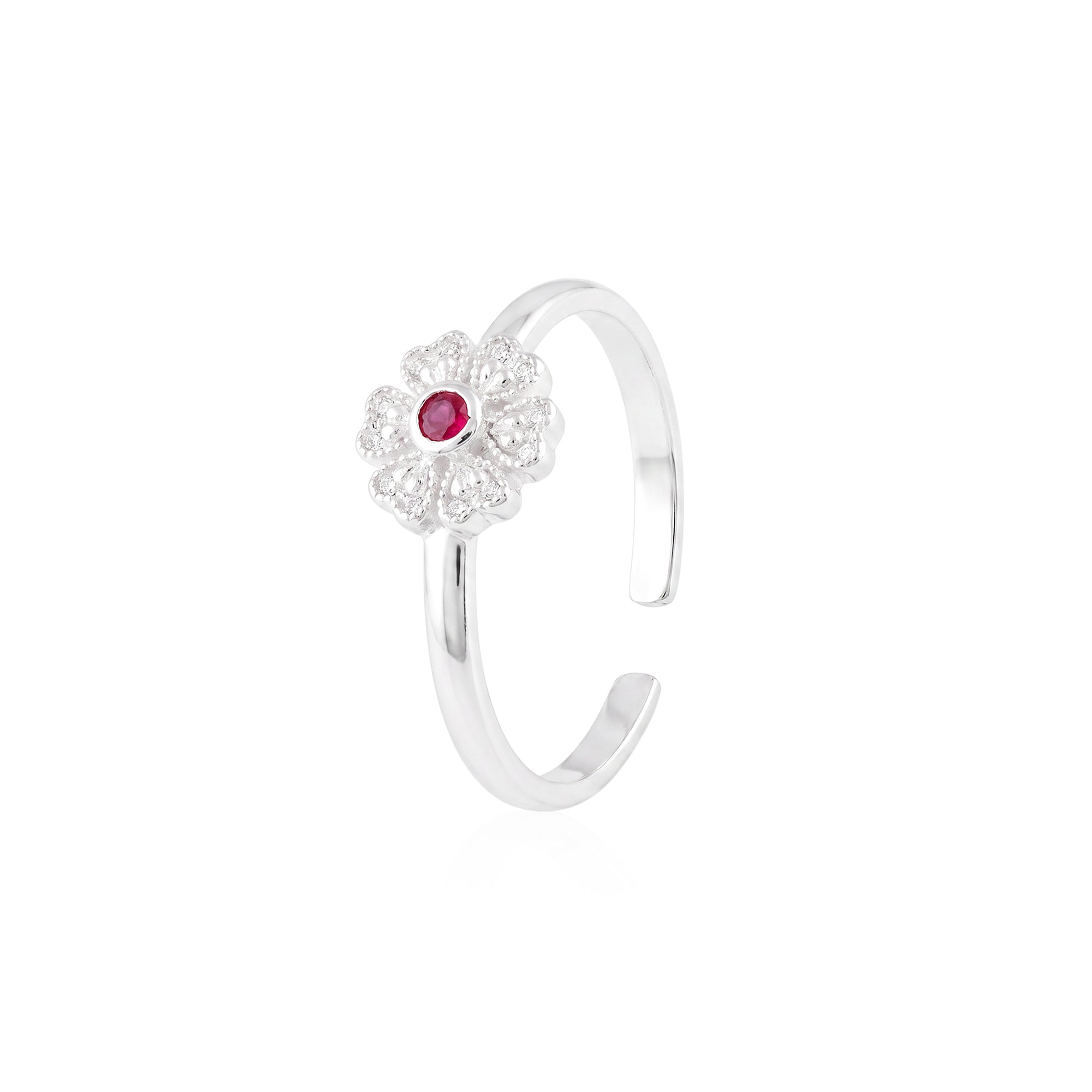 Ruby Carved Floral Toe Ring