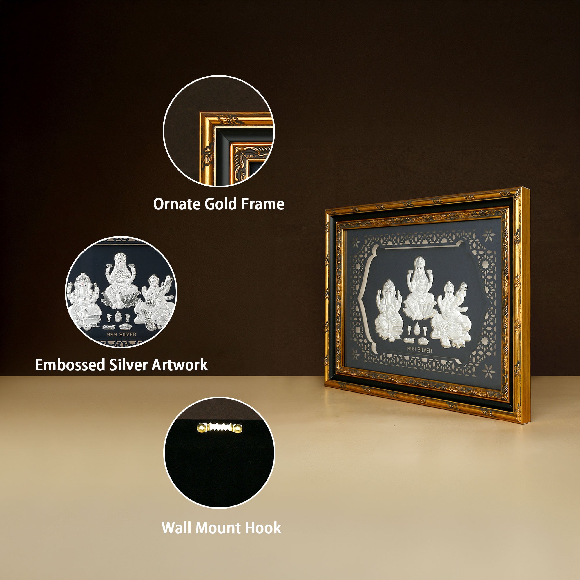 999 Silver Lakshmi Ganesh Saraswati Frame