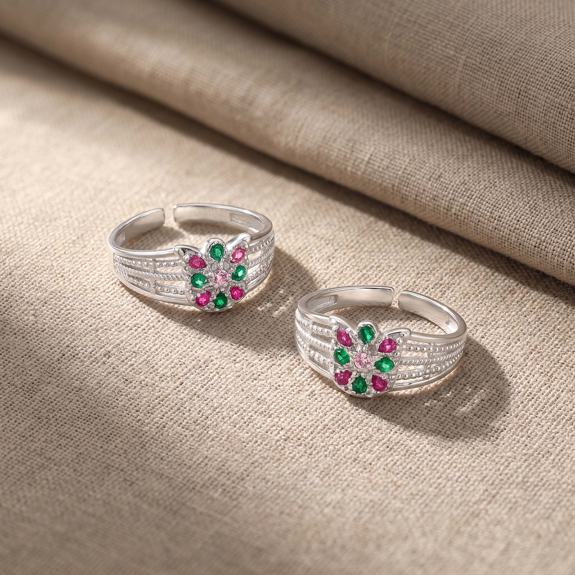 Green Ruby Multi Toe Ring