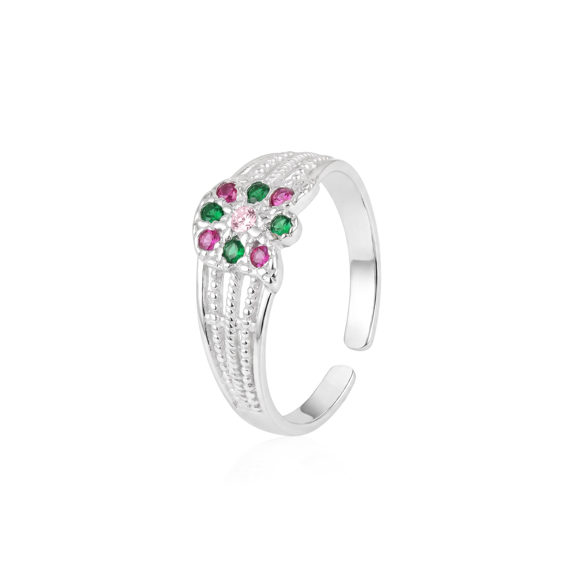 Green Ruby Multi Toe Ring