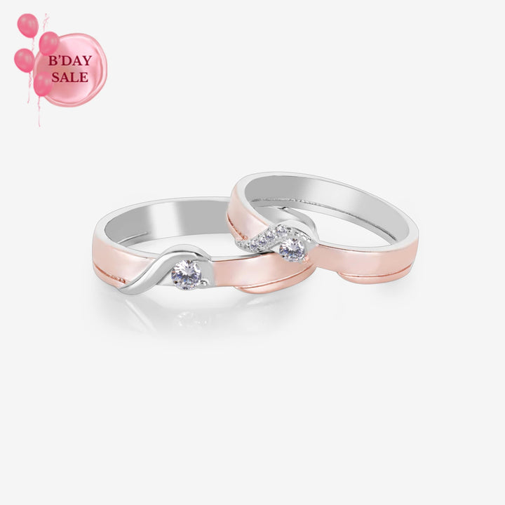 Charming Waves Rose Gold Couple Ring - Touch925
