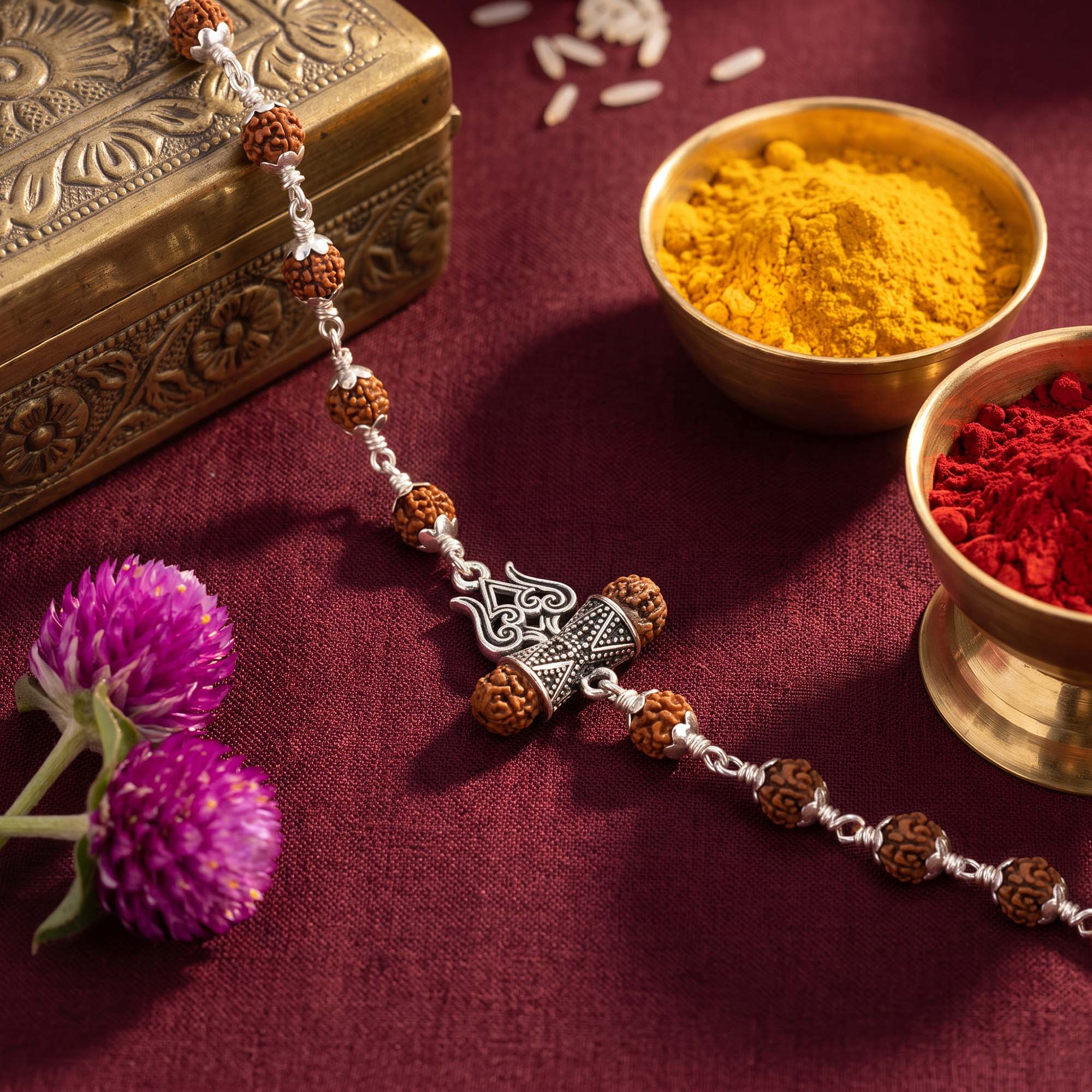 Chandi Trishul Rudraksha Rakhi
