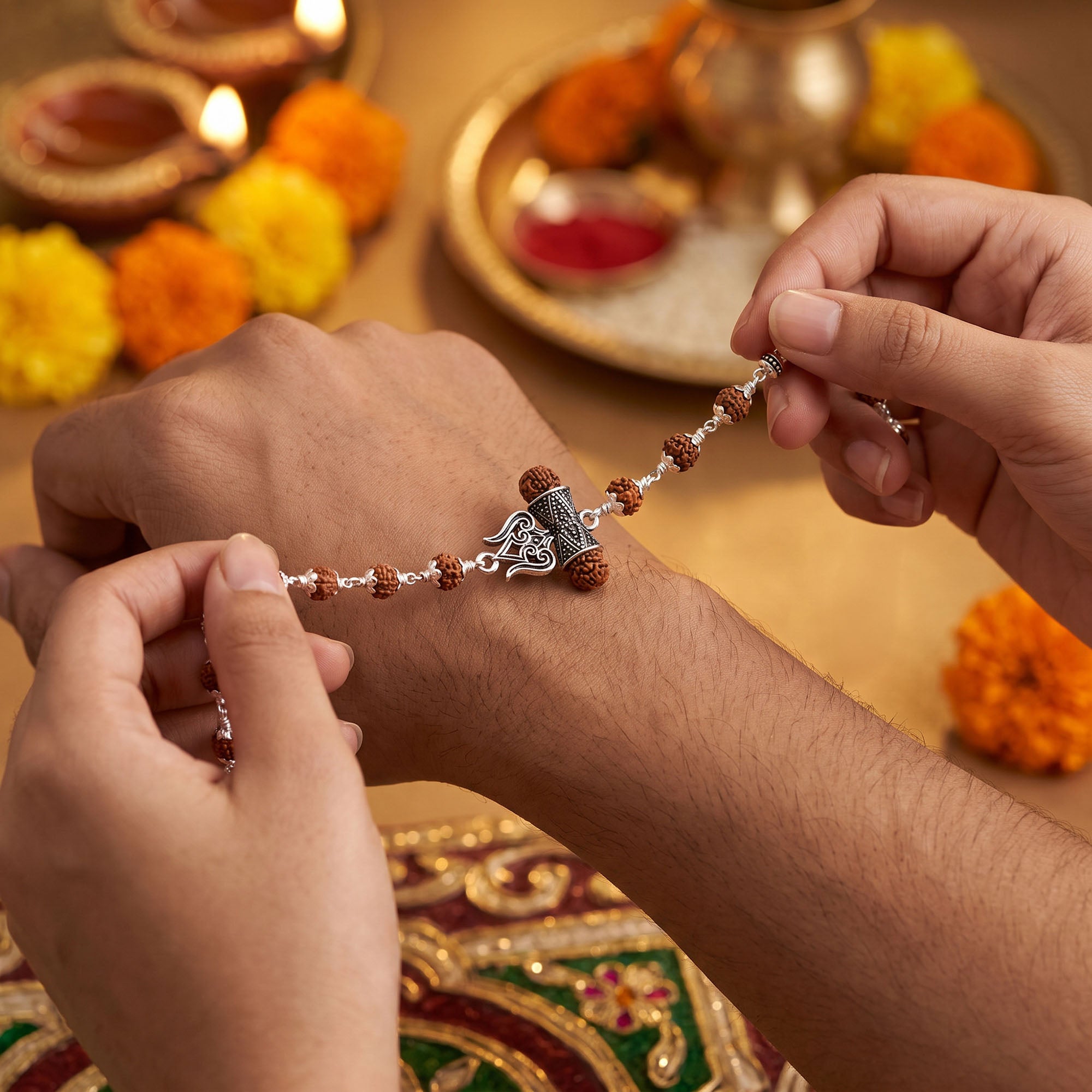 Chandi Trishul Rudraksha Rakhi