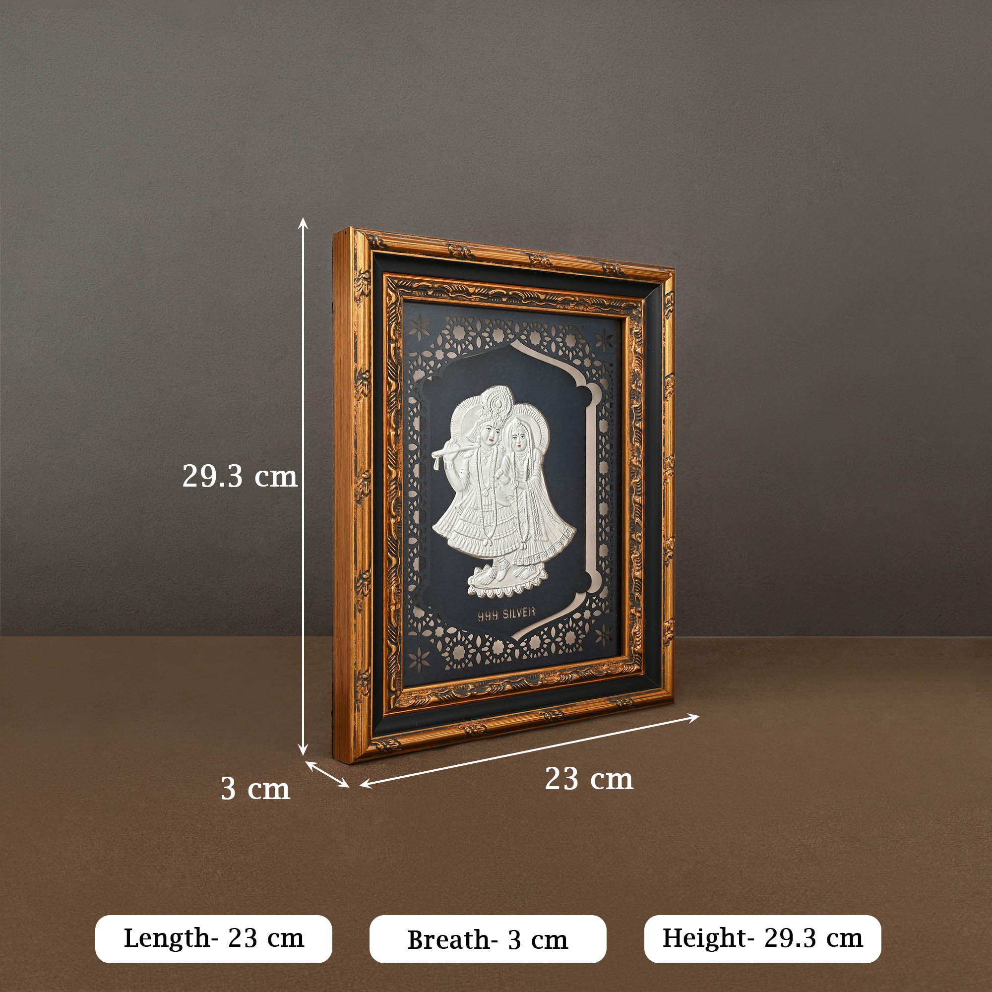 999 Silver Radha Krishna Wall Frame