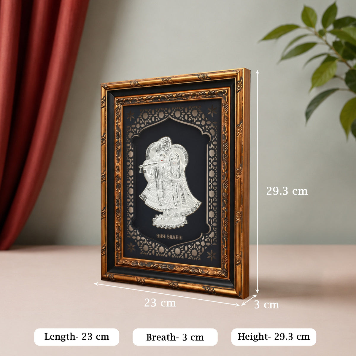 999 Silver Radha Krishna Wall Frame