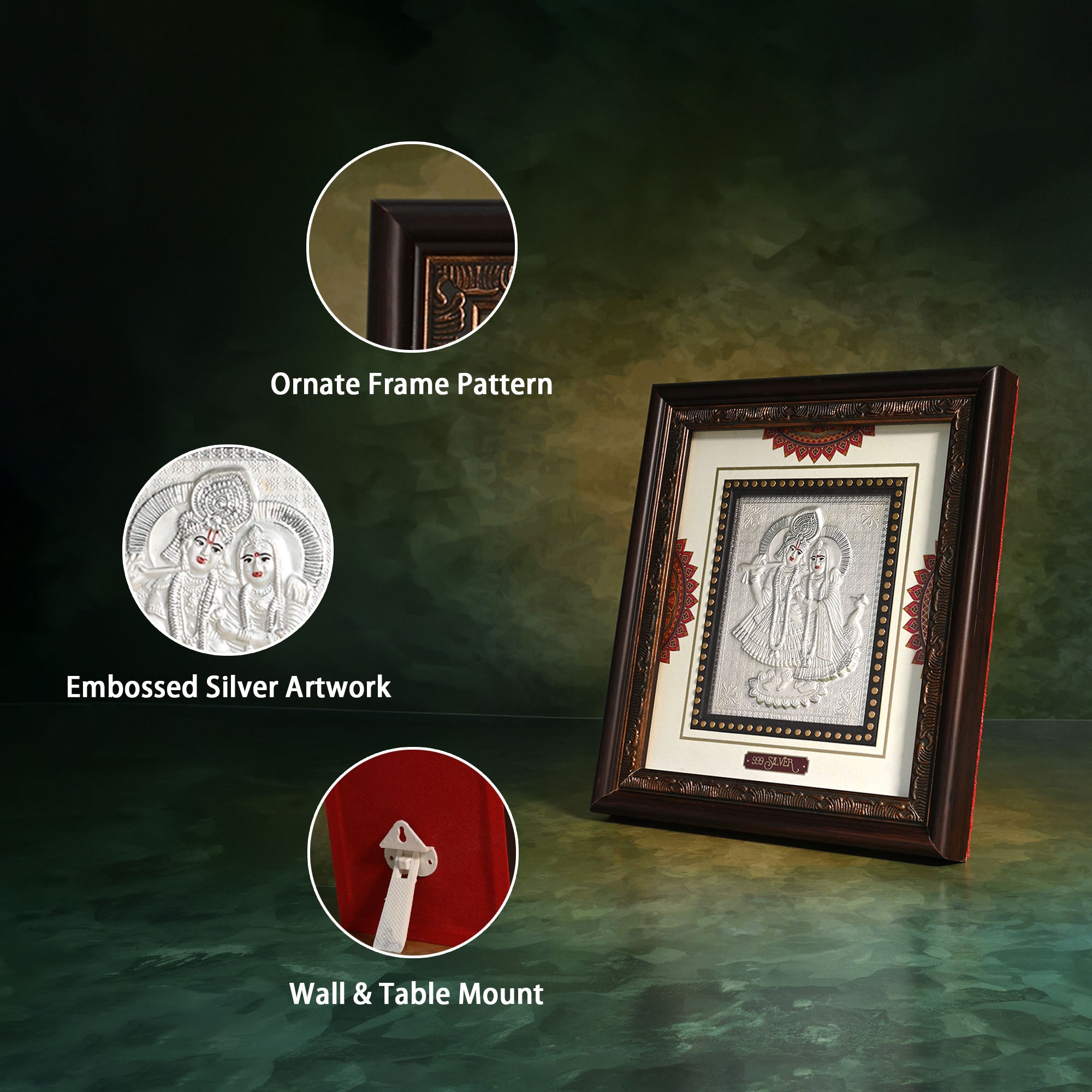 999 Silver Radha Krishna Art Frame