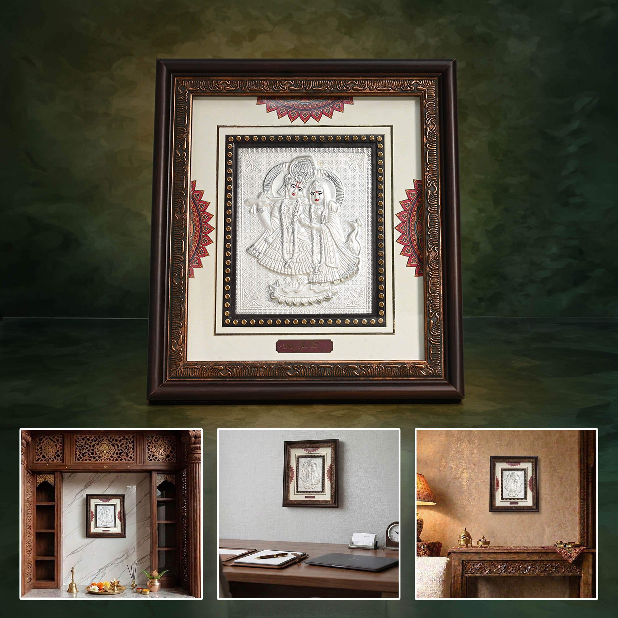 999 Silver Radha Krishna Art Frame
