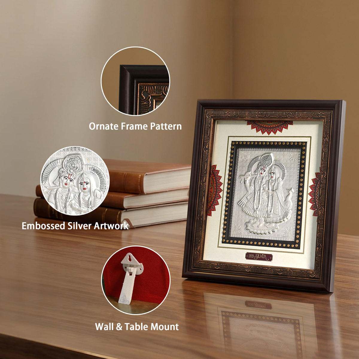 999 Silver Radha Krishna Art Frame