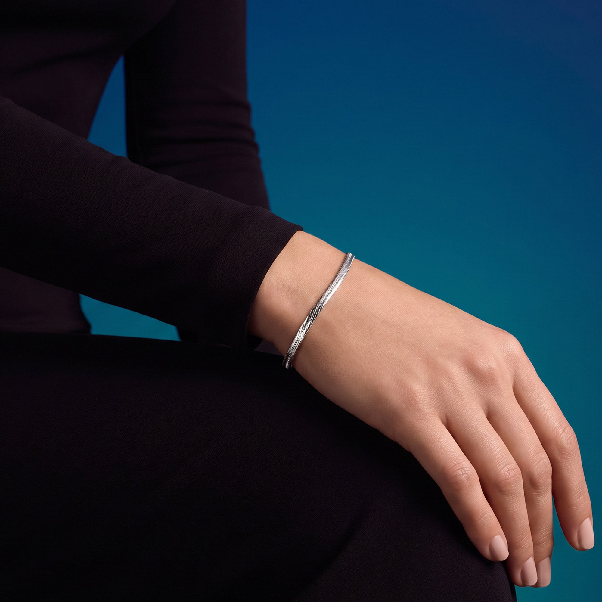 925 Silver Herringbone Bracelet
