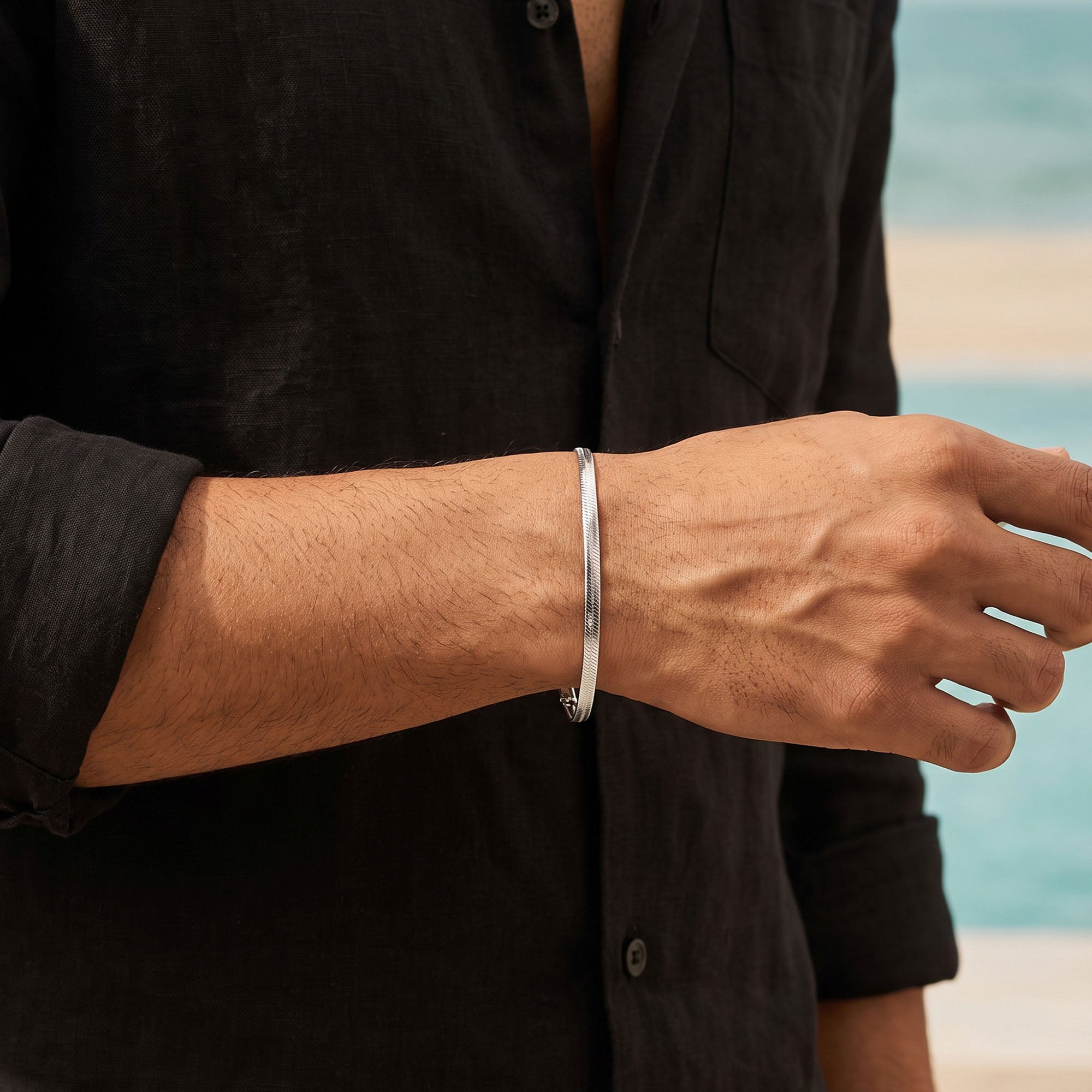 925 Silver Herringbone Chain Bracelet