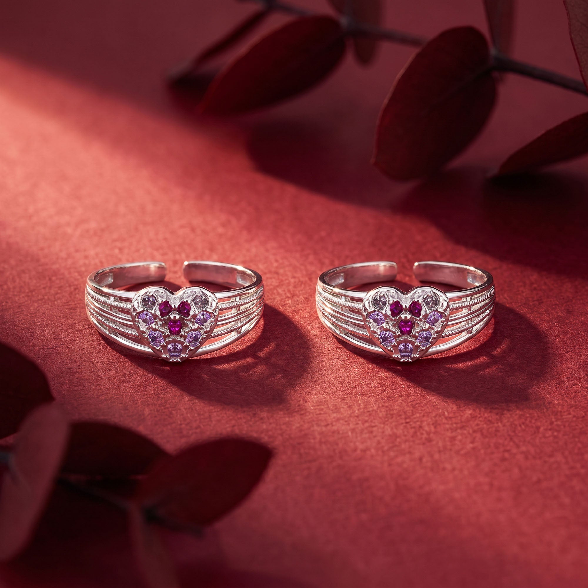 Ruby Heart Motif Toe Ring