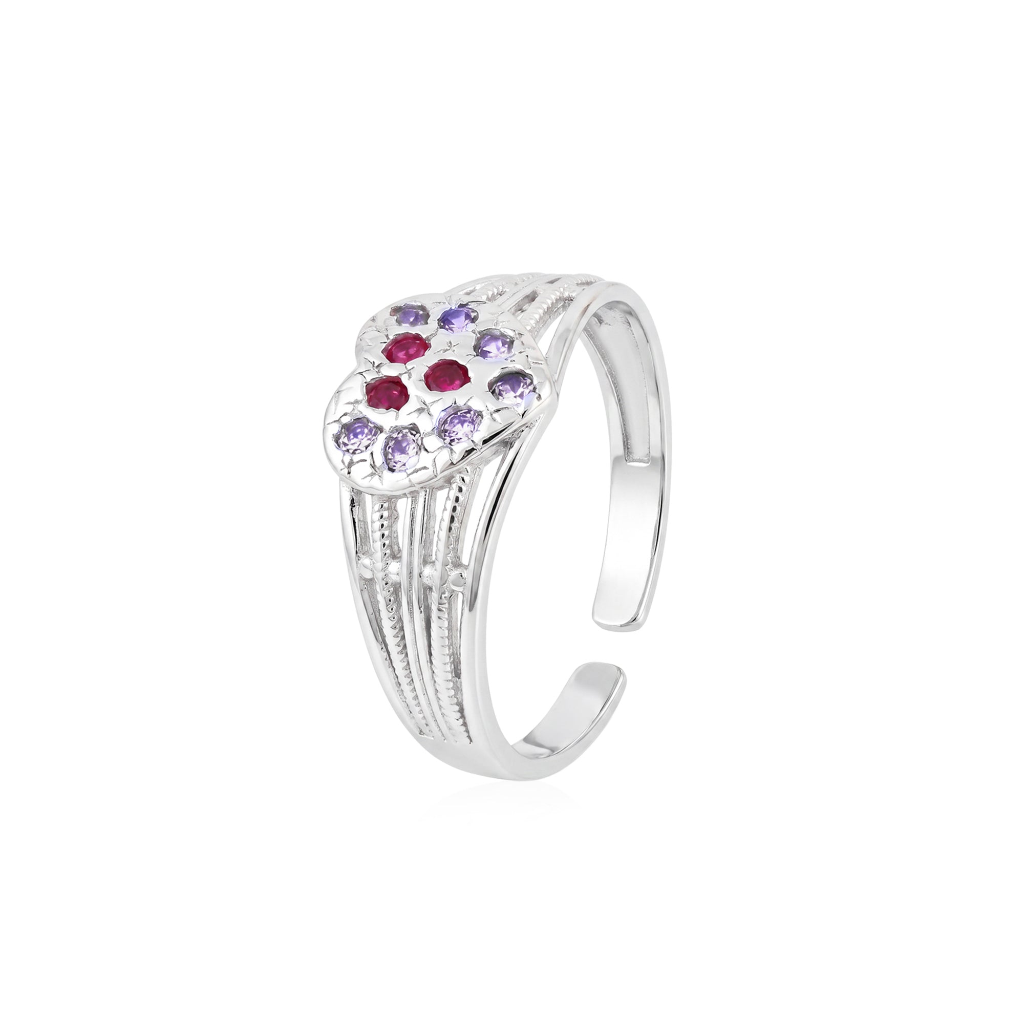Ruby Heart Motif Toe Ring