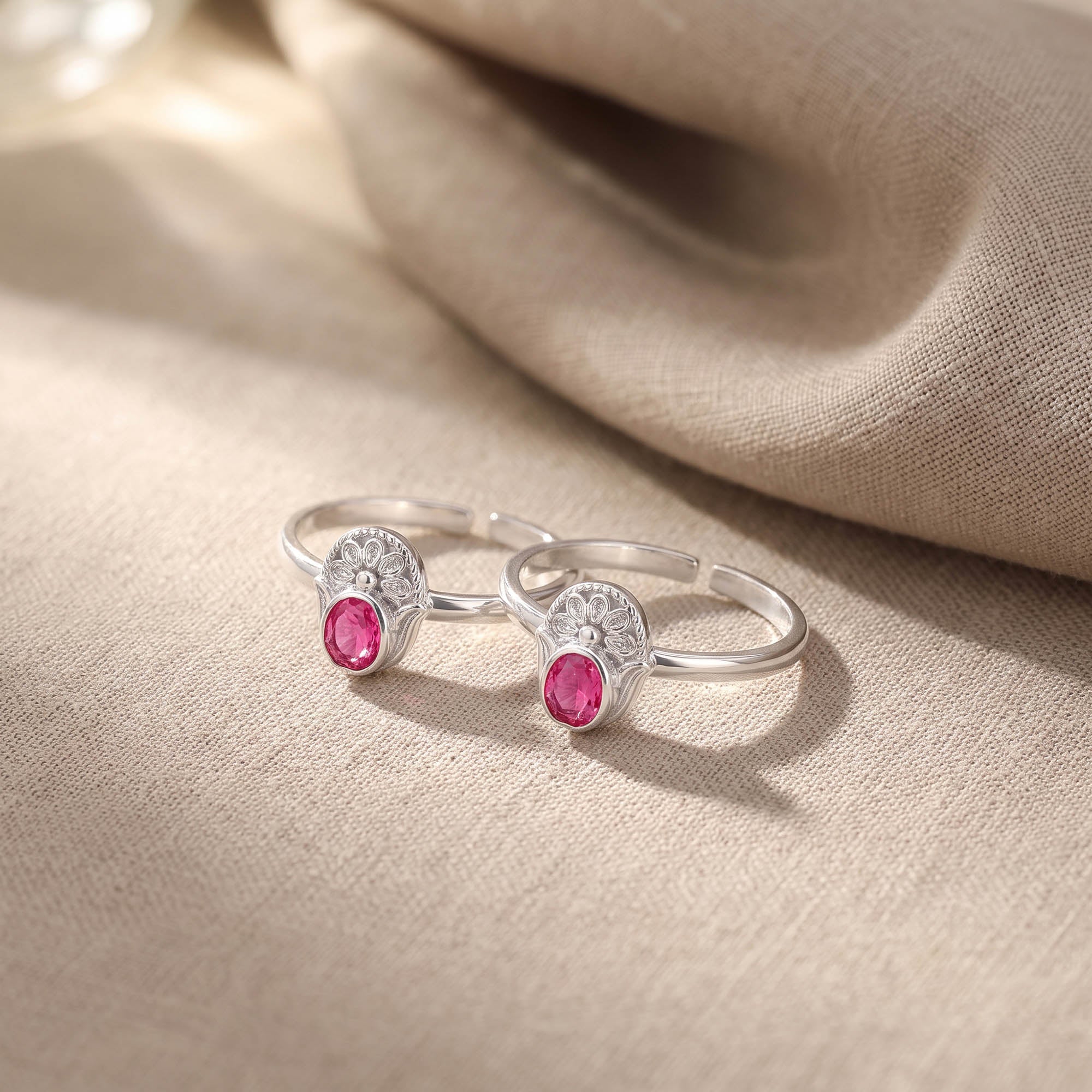 Ruby Floral Crown Toe Ring