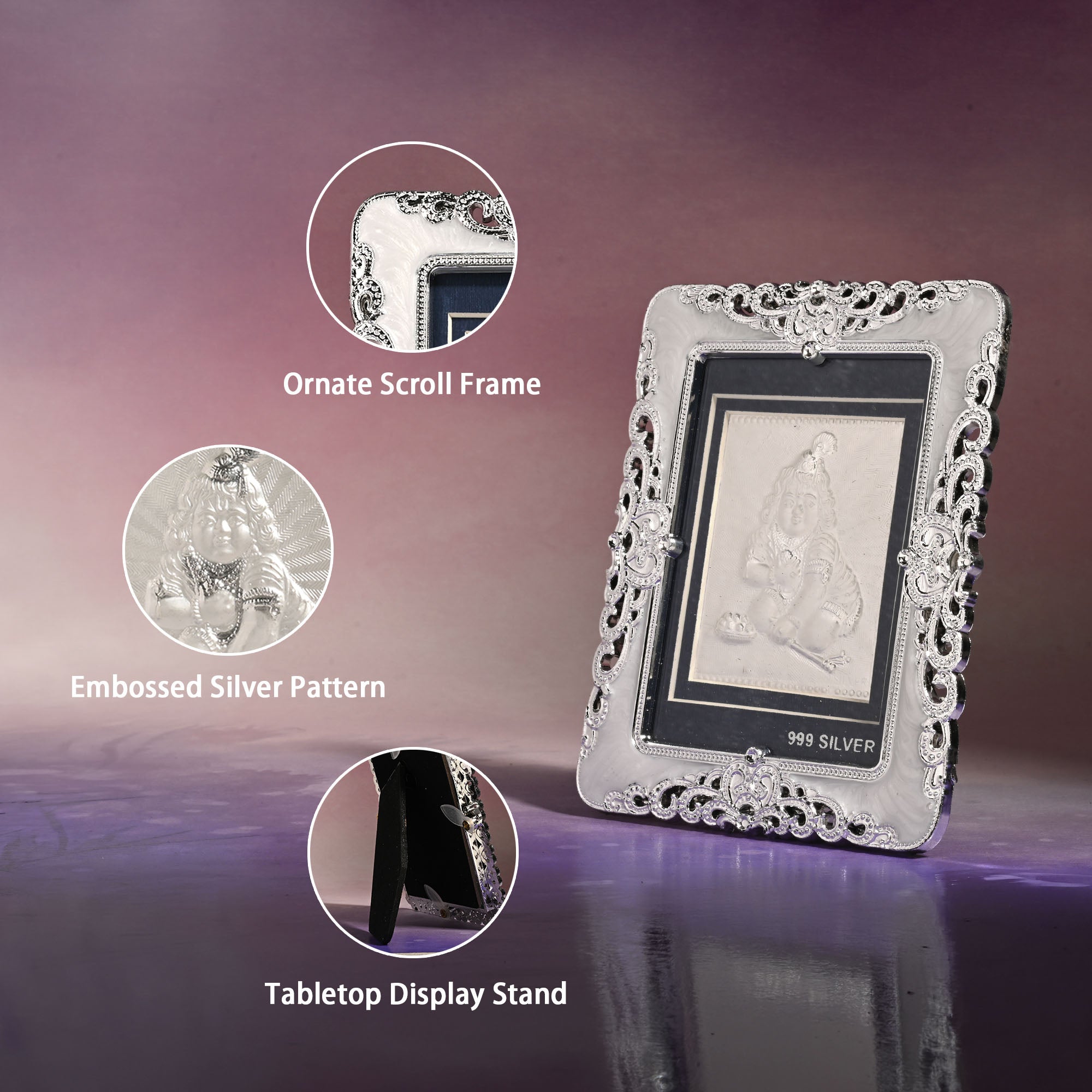 999 Silver Laddu Gopal Frame