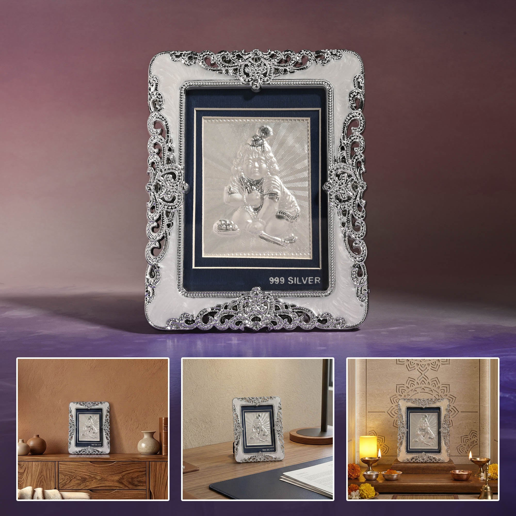 999 Silver Laddu Gopal Frame