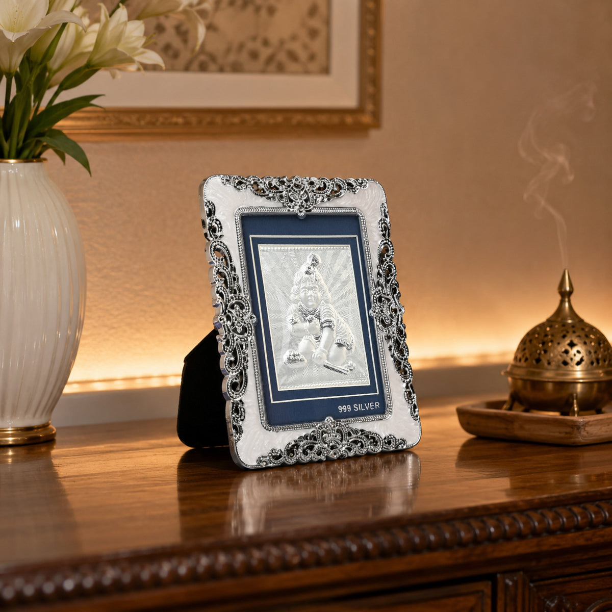 999 Silver Laddu Gopal Frame