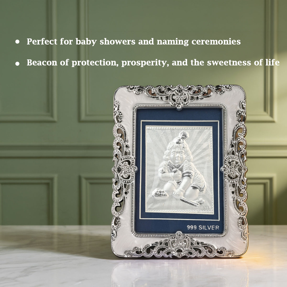 999 Silver Laddu Gopal Frame