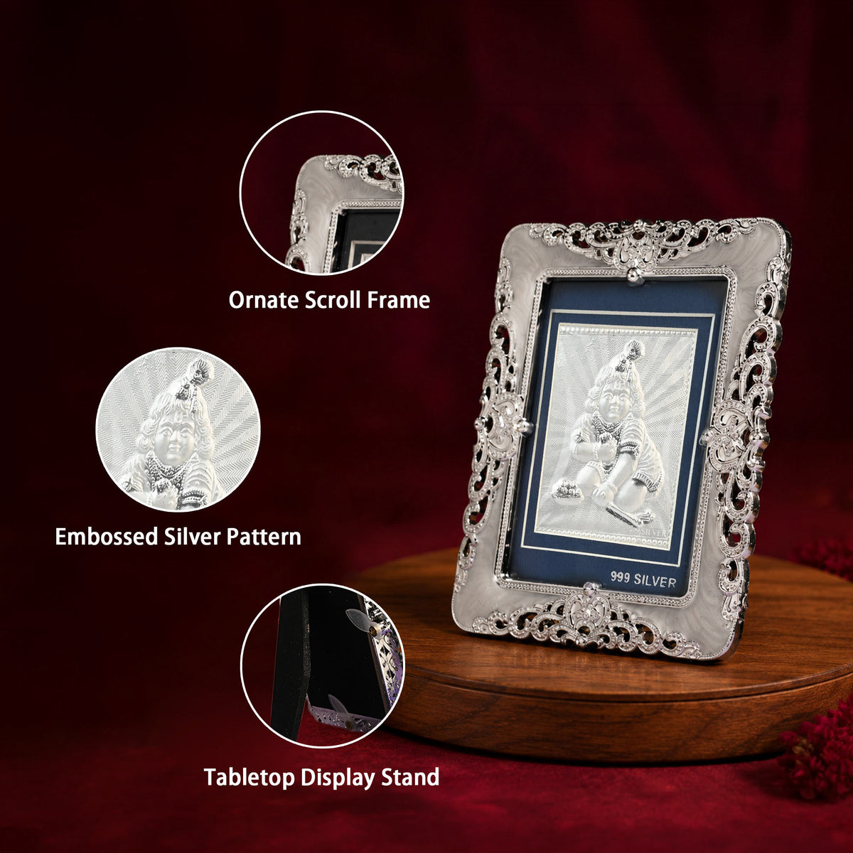 999 Silver Laddu Gopal Frame