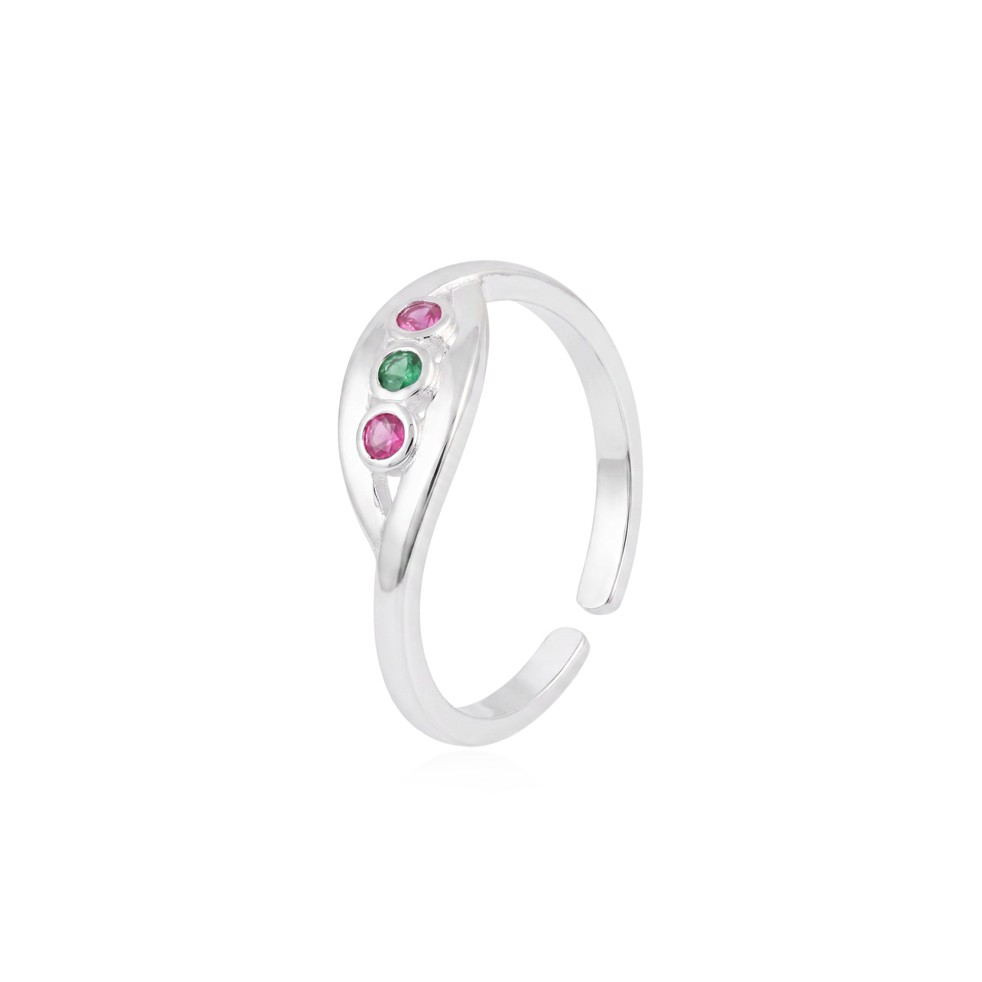 Three-Stone Wave Toe Ring