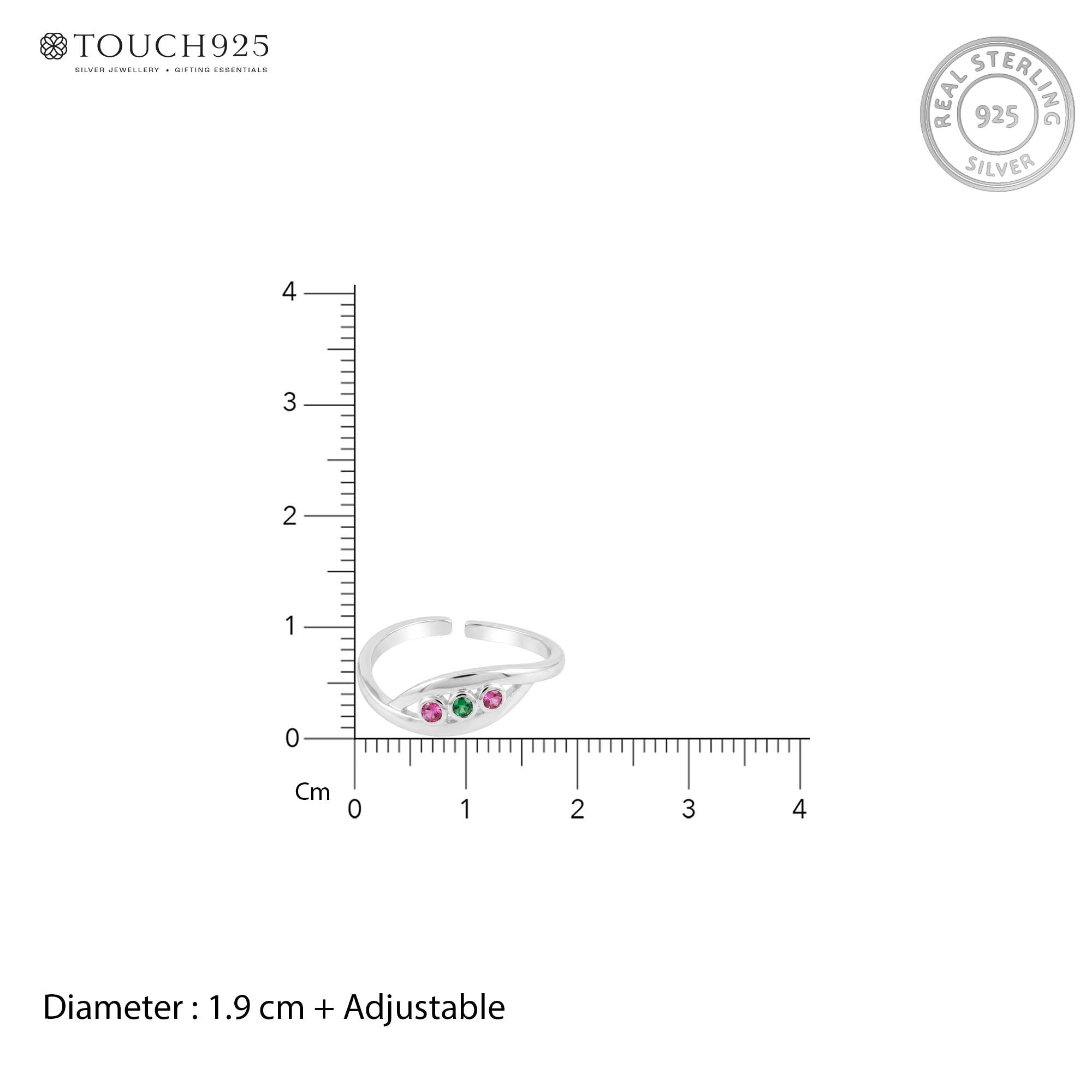 Three-Stone Wave Toe Ring