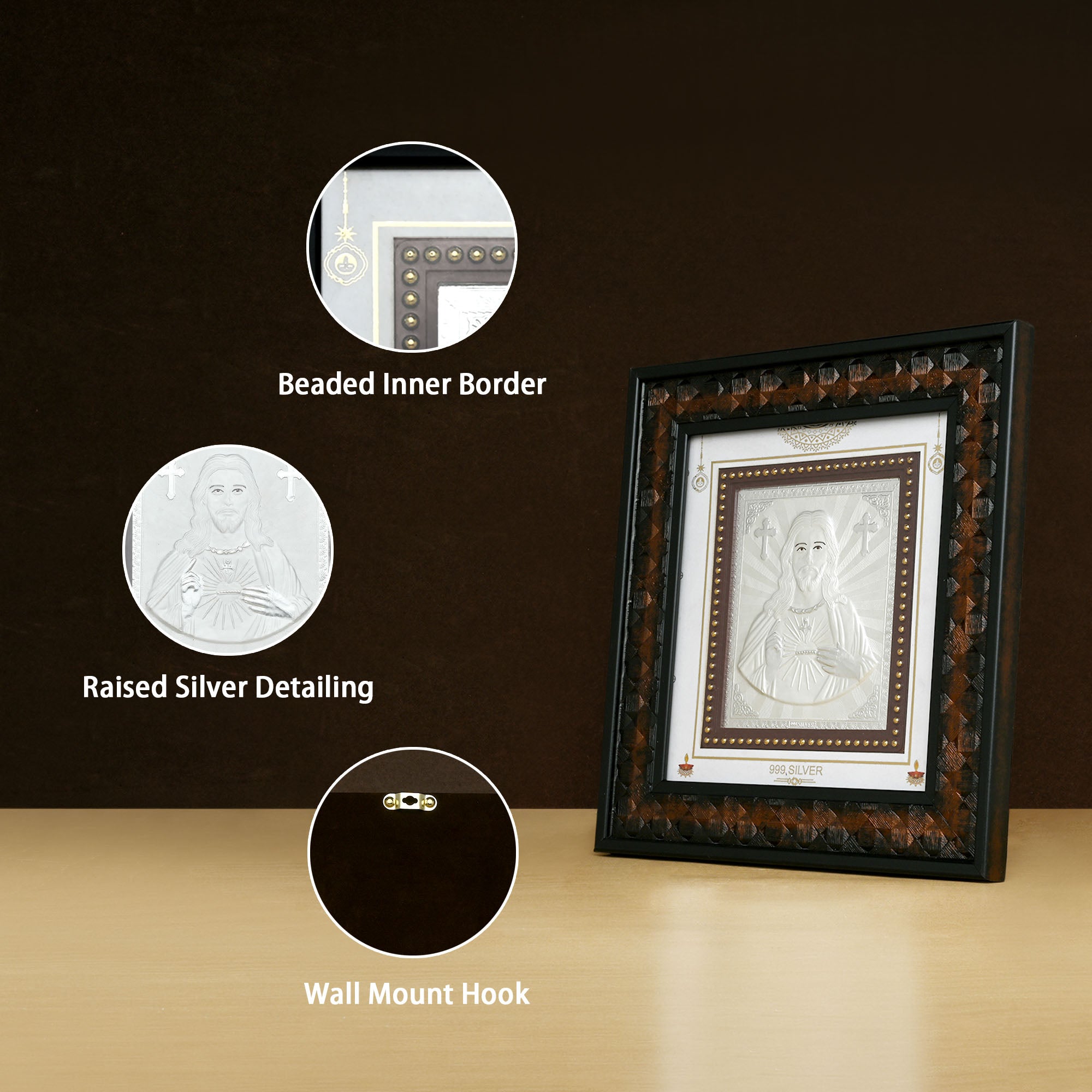 999 Silver Jesus Wall Frame