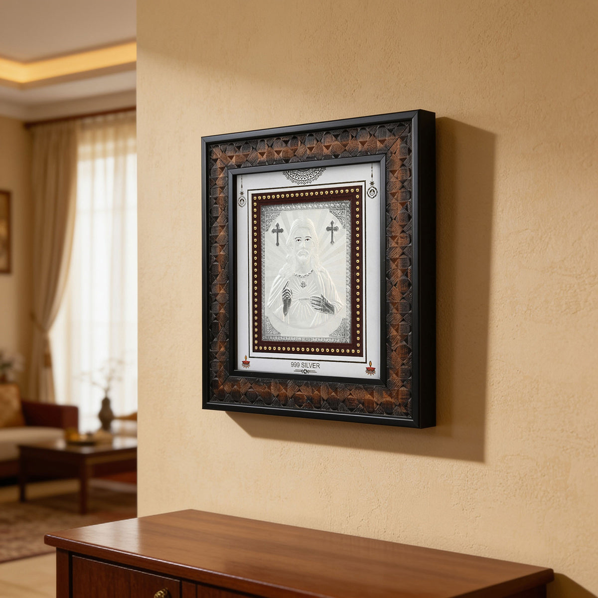 999 Silver Jesus Wall Frame