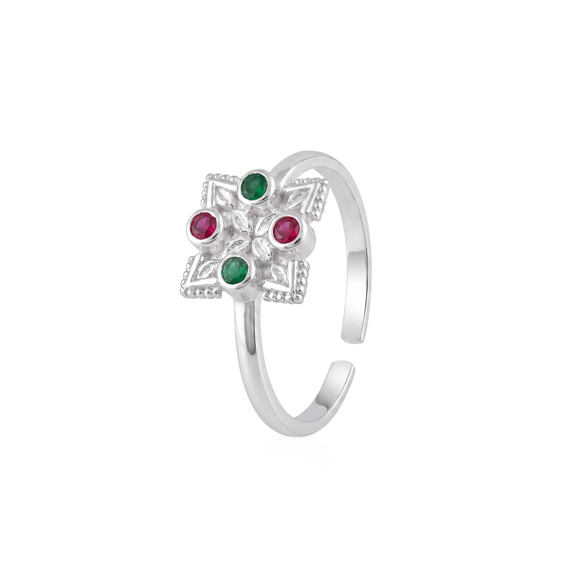 Square Floral Toe Ring