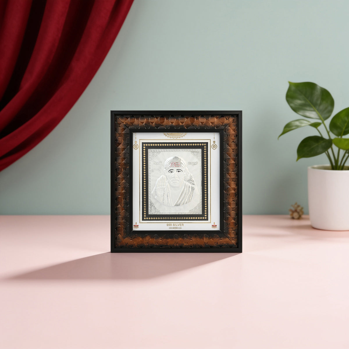 999 Silver Sai Baba Wall Frame