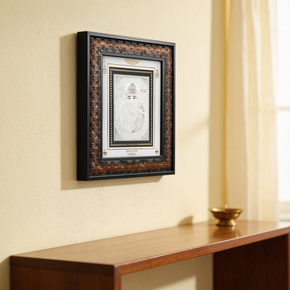 999 Silver Sai Baba Wall Frame