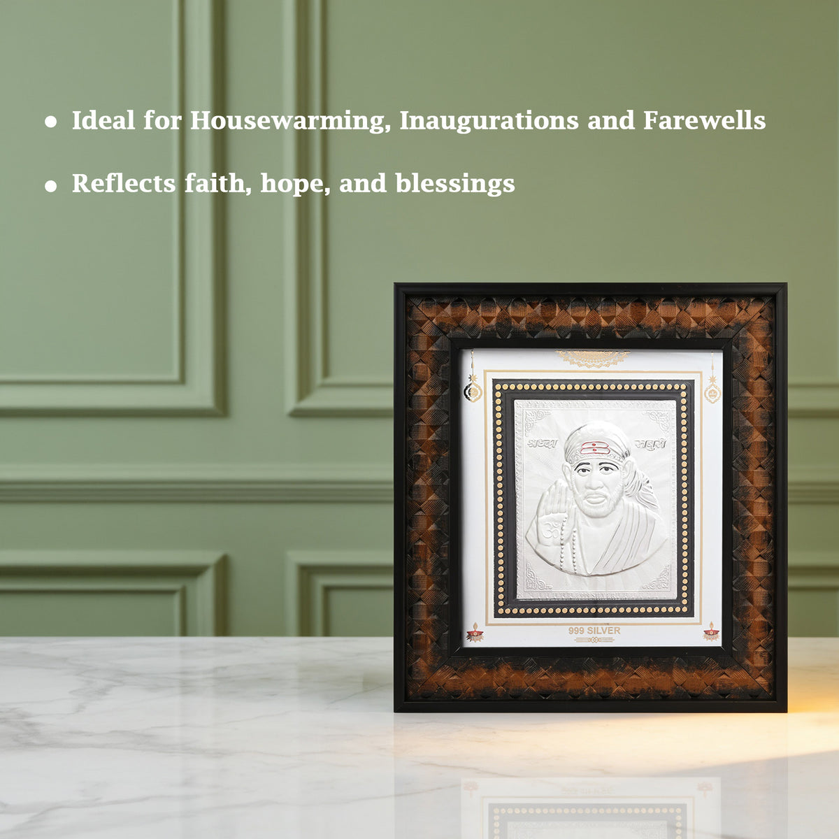 999 Silver Sai Baba Wall Frame