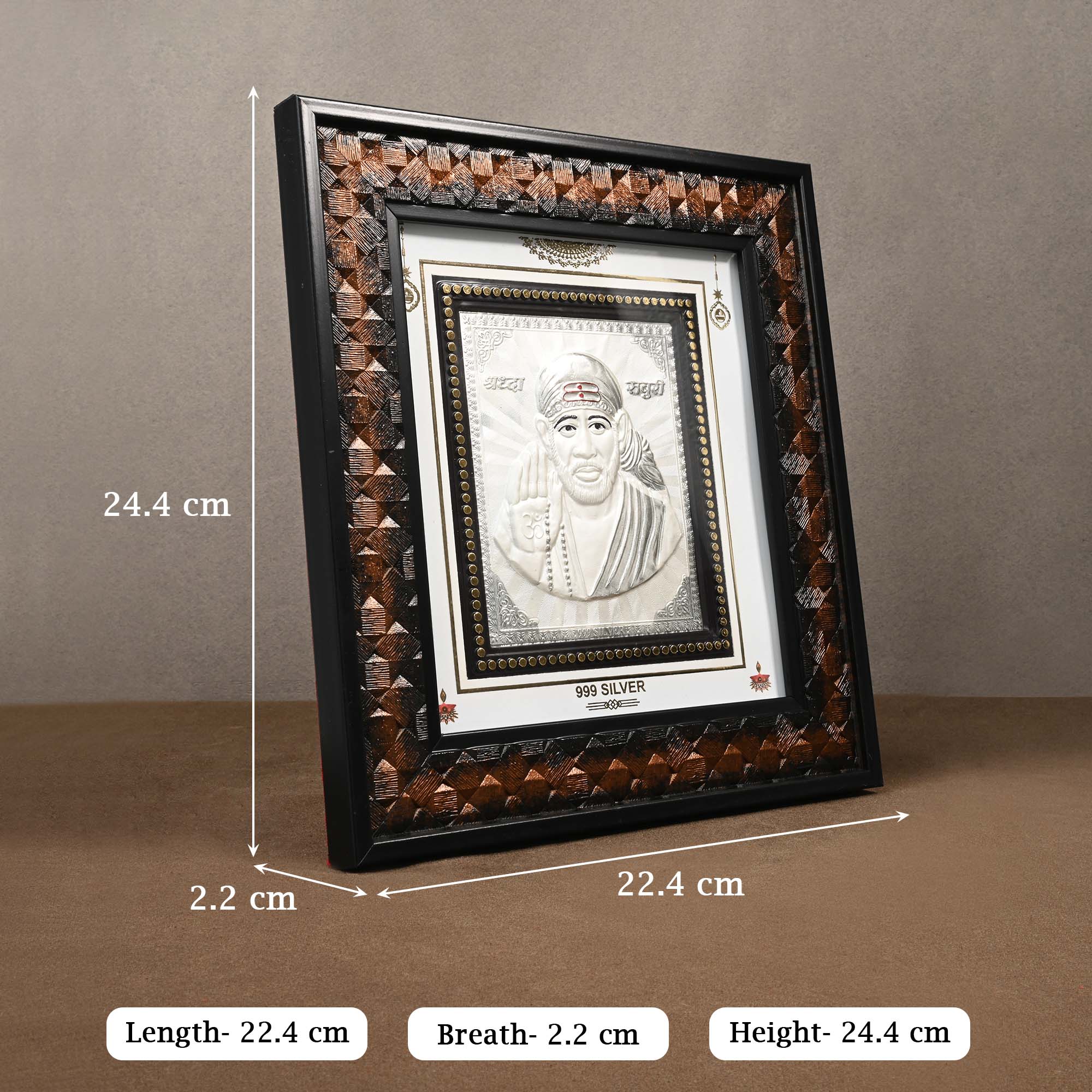 999 Silver Sai Baba Wall Frame