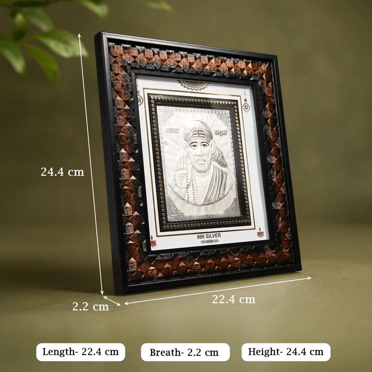 999 Silver Sai Baba Wall Frame