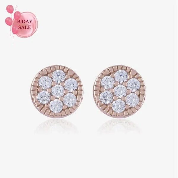 Chunky CZ Rosegold Circular Studs - Touch925
